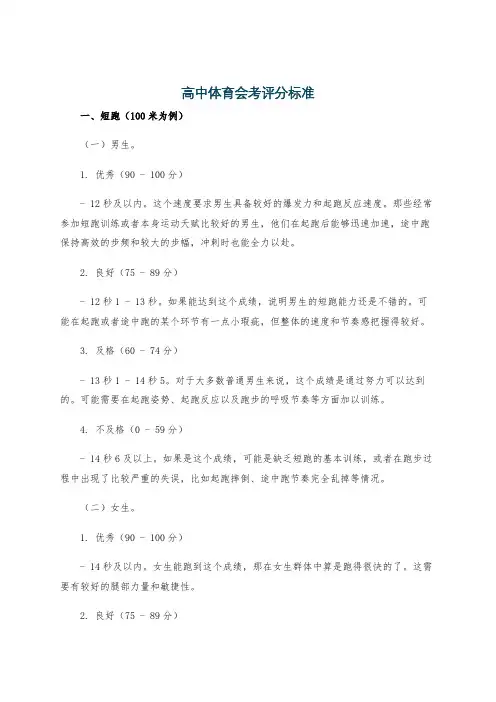 高中体育会考评分标准
