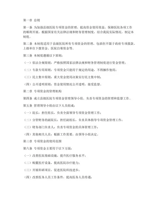 县级医院专项资金管理制度