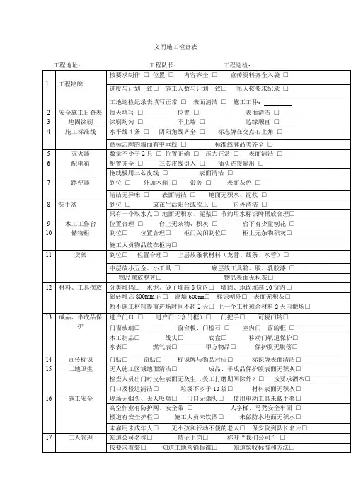 文明施工检查表
