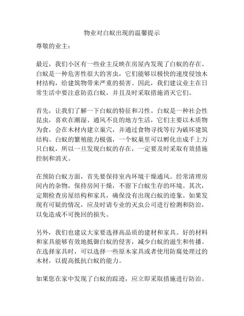 物业对白蚁出现的温馨提示