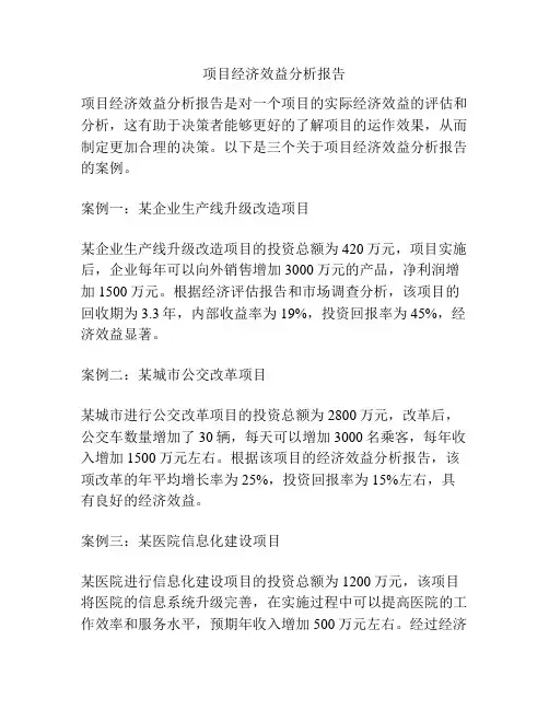 项目经济效益分析报告