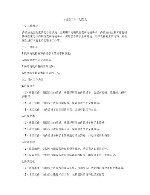 内镜室工作计划范文