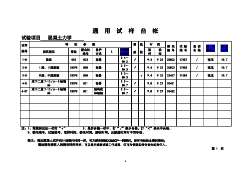 混凝土试件台账-1