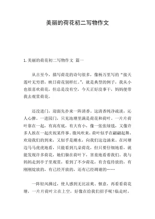 美丽的荷花初二写物作文