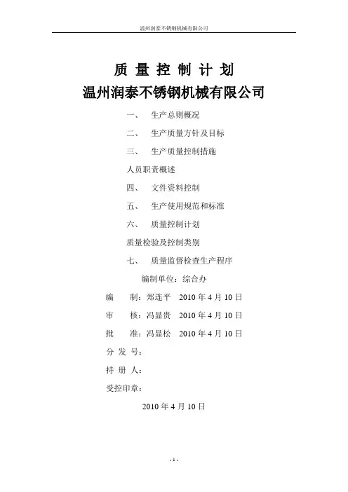 质量控制计划 2