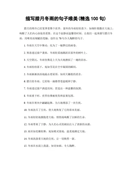 描写腊月冬雨的句子唯美(精选100句)