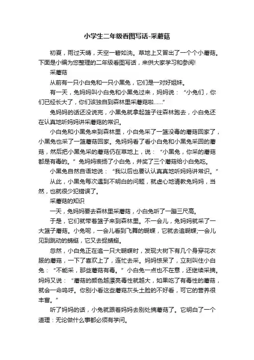 小学生二年级看图写话-采蘑菇