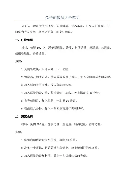 兔子的做法大全范文