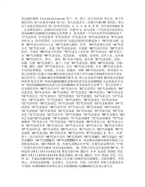 服装成品编码规则doc