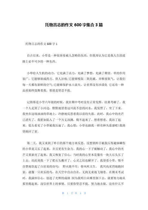 托物言志的作文600字集合3篇