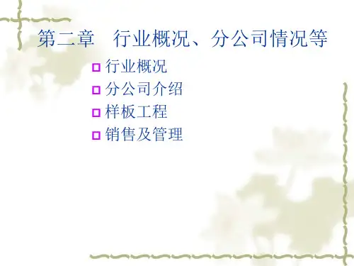 培训资料(二)行业概况,所属分公司介绍与样板工程等
