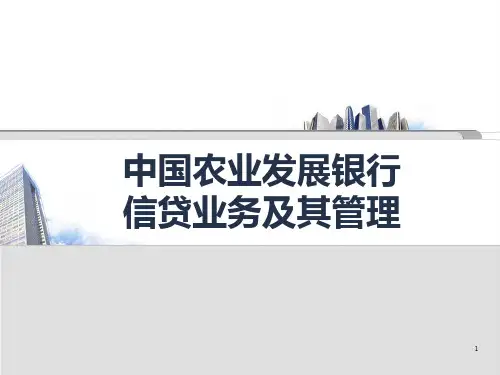 中国农业发展银行信贷业务及其管理讲座课件PPT课件