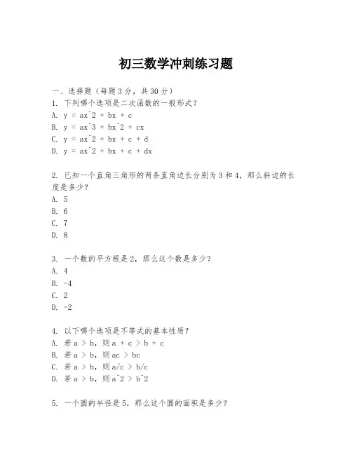 初三数学冲刺练习题