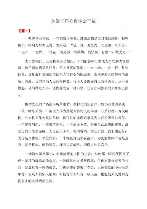 从警工作心得体会三篇