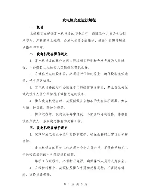 发电机安全运行规程
