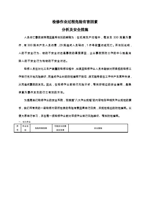 检修作业过程危险有害因素分析及措施