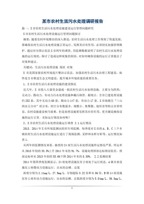 某市农村生活污水处理调研报告_0