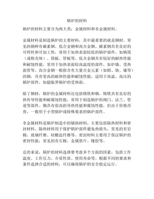 锅炉的材料