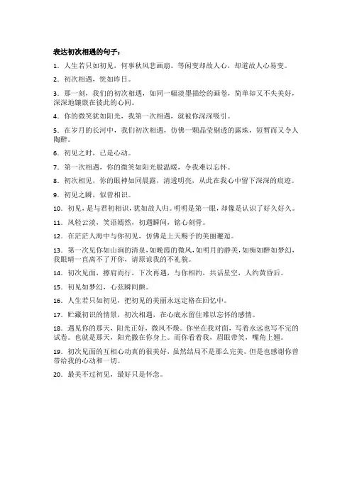 表达初次相遇的句子