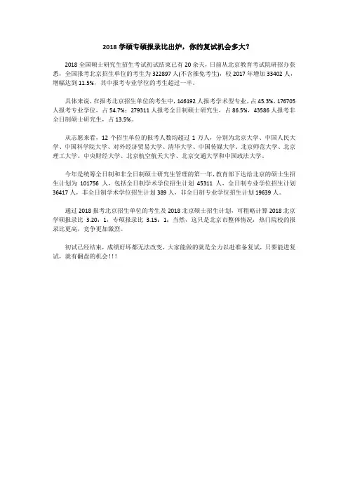 2018学硕专硕报录比出炉,你的复试机会多大？