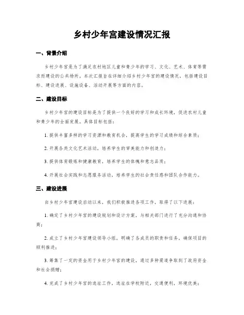 乡村少年宫建设情况汇报