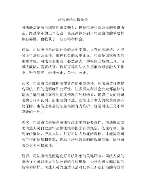 司法廉洁心得体会