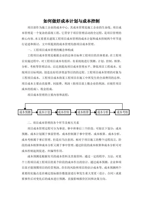 如何做好成本计划与成本控制