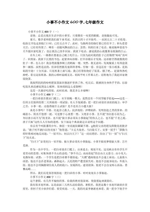 小事不小作文600字_七年级作文