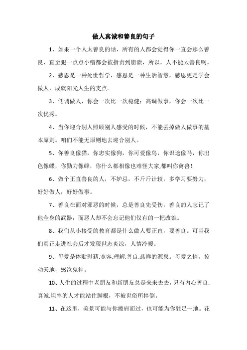 做人真诚和善良的句子