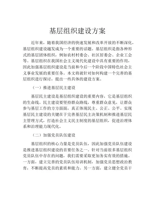 基层组织建设方案