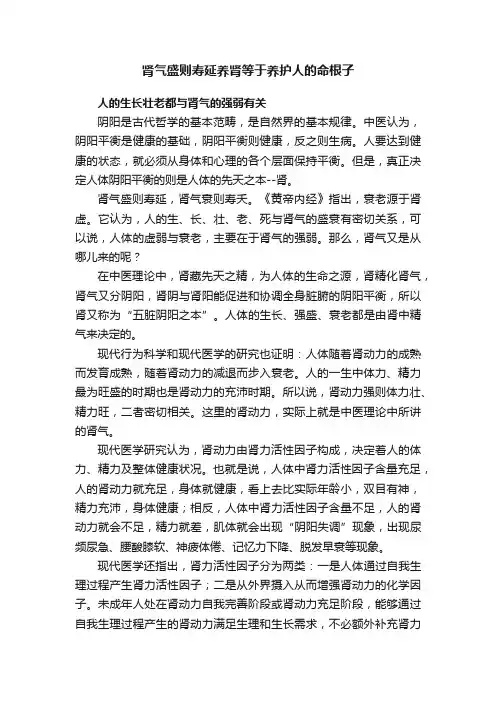 肾气盛则寿延养肾等于养护人的命根子