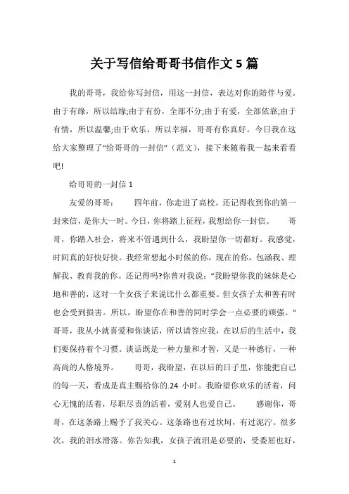 关于写信给哥哥书信作文5篇