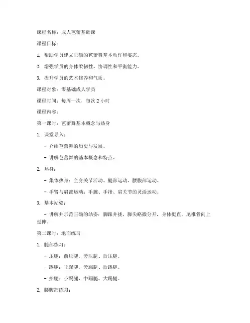 成人芭蕾课教案模板范文