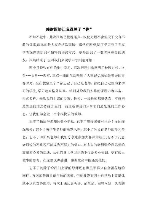感谢国培让我遇见了“你”