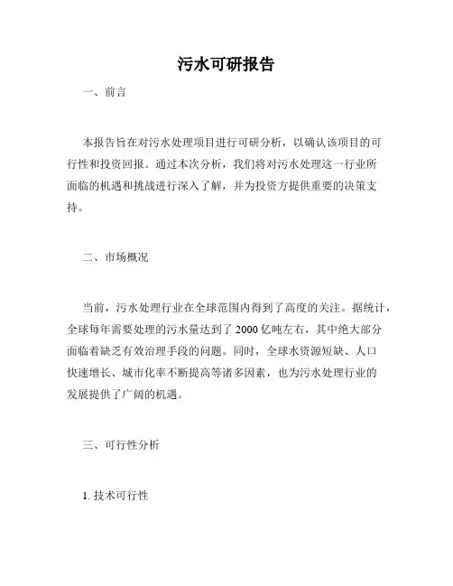 污水可研报告