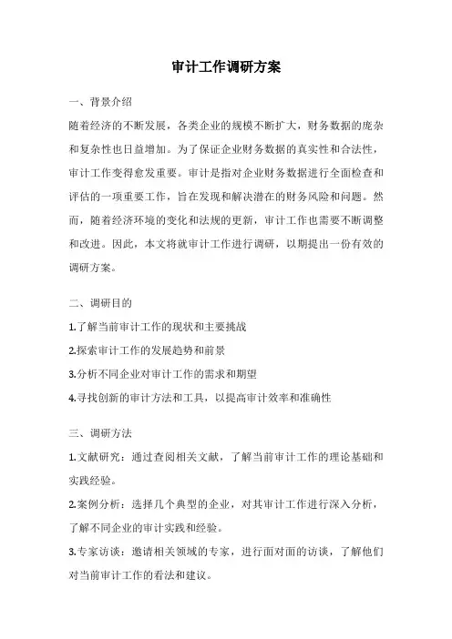 审计工作调研方案