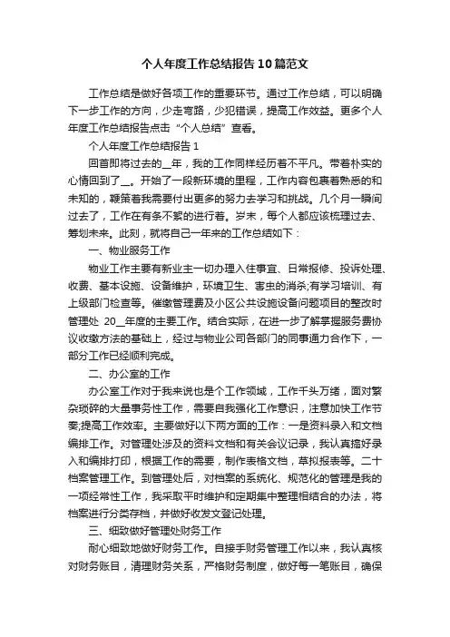 个人年度工作总结报告10篇范文