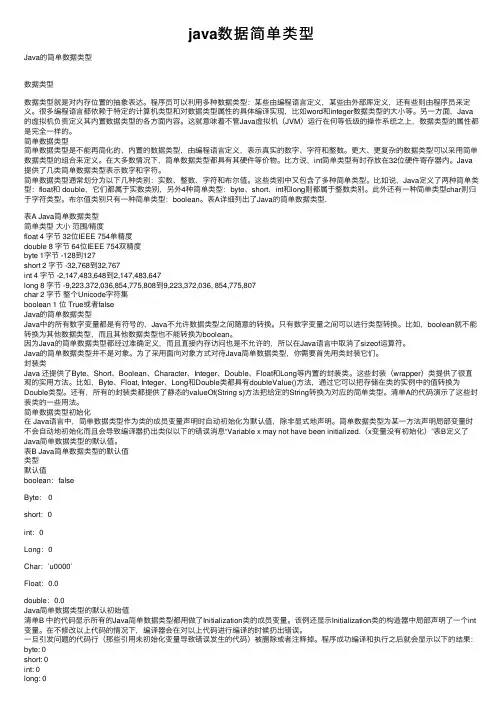 java数据简单类型