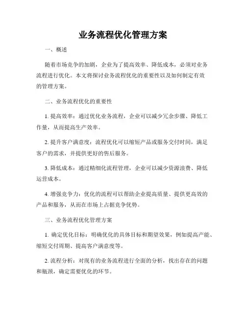 业务流程优化管理方案