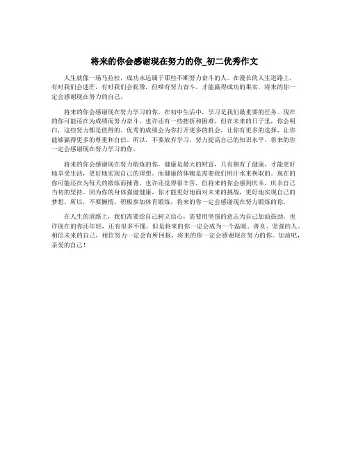 将来的你会感谢现在努力的你_初二优秀作文