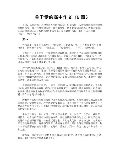 关于爱的高中作文(5篇)
