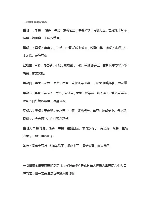 一周食谱