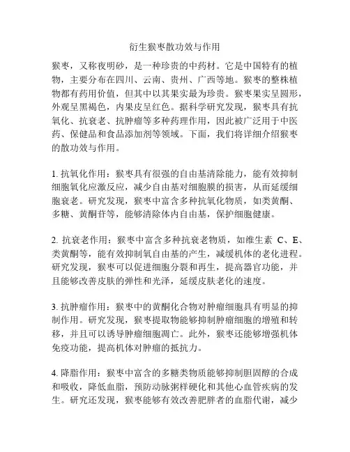 衍生猴枣散功效与作用
