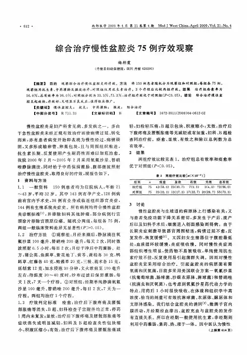 综合治疗慢性盆腔炎75例疗效观察