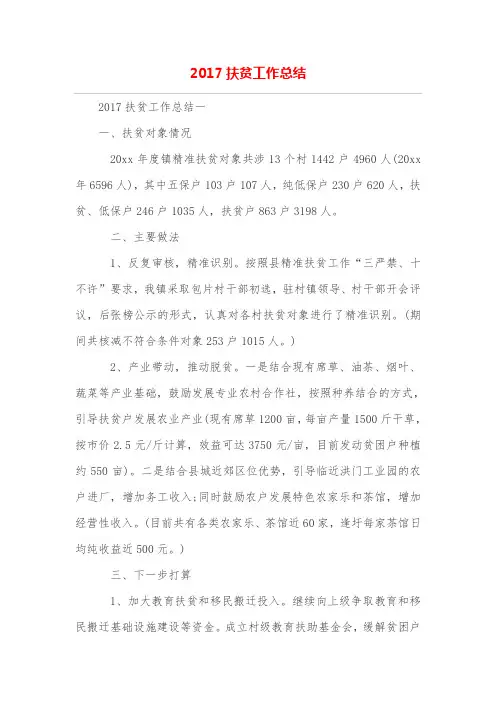 2017扶贫工作总结