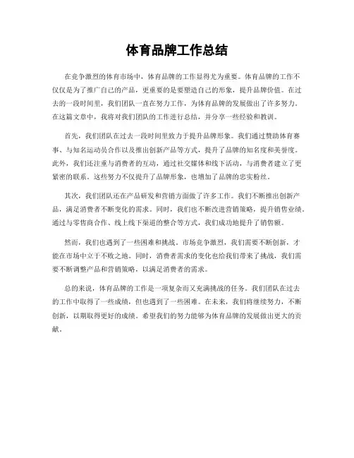 体育品牌工作总结