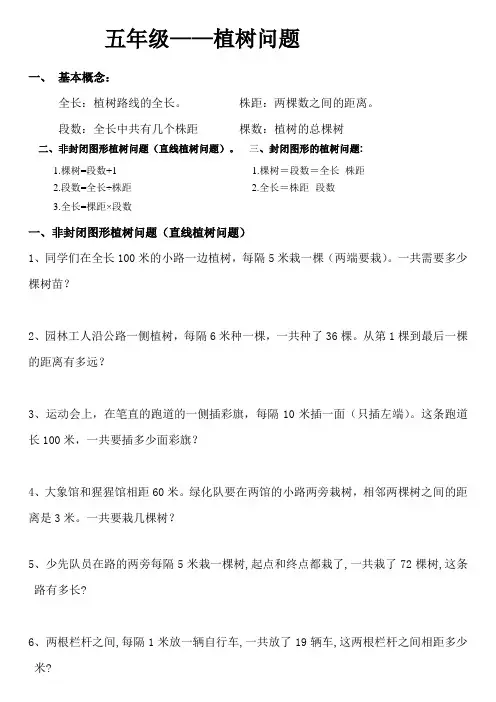 小学植树问题(分类整理)(精编打印版)