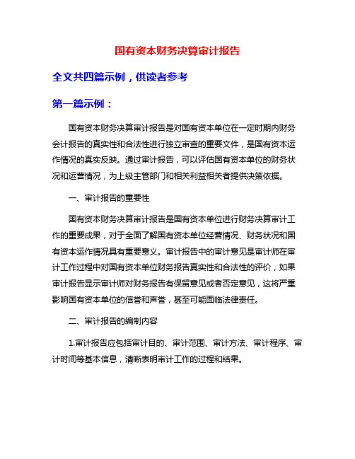 国有资本财务决算审计报告