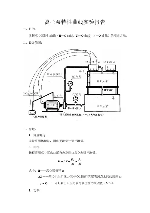 离心泵特性曲线实验报告