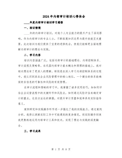 2024年内部审计培训心得体会（五篇）